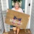 thumbnail image 2 of CoreLiving Patriotic Coir Door Mat Outdoor Red White Blue Vintage Flag Welcome Rug Non-Slip Entrance Doormat for 4th of July Veterans Military Summer Home Decor 24 x 36 Inch, 2 of 7
