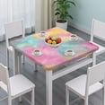thumbnail image 3 of Colorful Floral Pattern Square Fitted Tablecloth with Elastic Edge,Square Table Cover,Washable Elastic Table Cover for Home Kitchen Party Decor 34"x34", 3 of 6