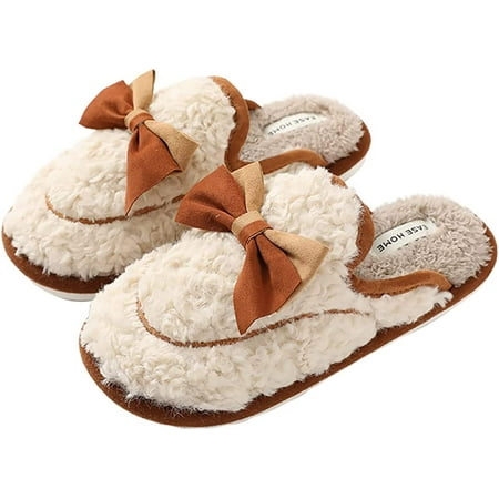 

DanceeMangoo Women Sluippers Cozy Faux Fur House Slide Couples Winter Memory Foam Shoes