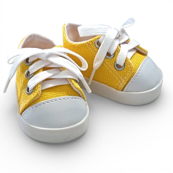 18 Inch Doll shoes- Fully Lined and Weighted Yellow Canvas Tennis Shoes Fits Kennedy and Friends and  all other 18 Inch Dolls