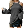 thumbnail image 2 of AOOCHASLIY 2023 Womens Sweater Women's Long Sleeved Round-neck Solid Flared Sleeves Sweater Casual Pullover Top, 2 of 5