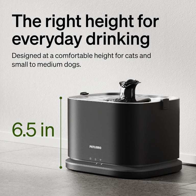 Petlibro, Pet Water Fountain, Stainless Steel, 3-Liter Black