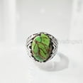 thumbnail image 3 of Green Copper Turquoise Mans Ring, Natural Green Copper Turquoise, Silver Jewelry, 925 Silver Ring, Birthday Gift, Heavy Mens Ring, Arabic Design, Ottoman Style Ring, Christmas, Turkey Mens Signet Ring, 3 of 7