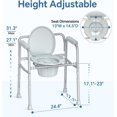 thumbnail image 3 of Bedside Commode with Sturdy Dual-Crossbar Support Construction  Stable Commode Toilet with Bucket   Bedside Commodes for Seniors  Silver, 3 of 7