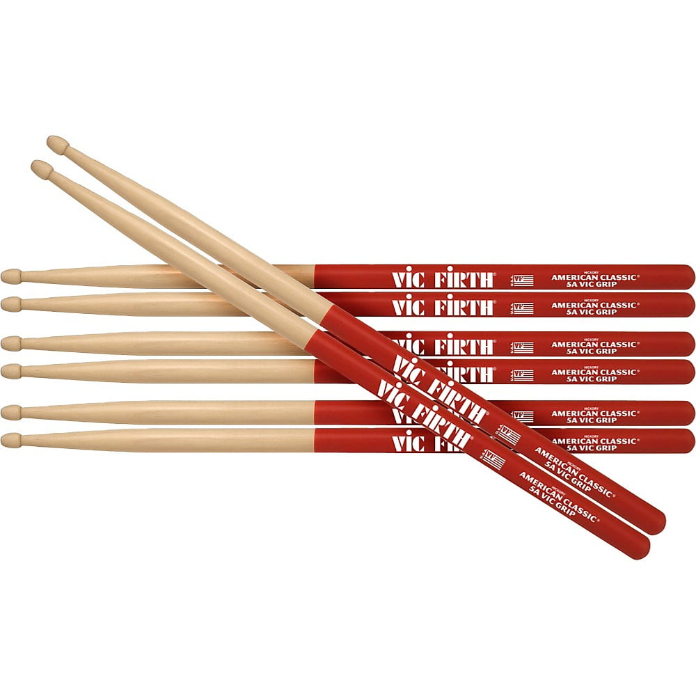 Vic Firth Buy 3 Pairs of Vic Grip Drumsticks Get 1 Free 5A Wood