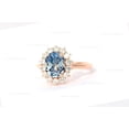 thumbnail image 2 of Aquamarine Engagement Ring, Halo Oval Aquamarine Ring Blue Gemstone Promise Ring, 2 of 4