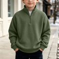 thumbnail image 2 of DJDLJWCJ Big Boys Long Sleeve Sweatshirt Half Zip Solid Color Pullover for Boys Loose Fit Sweatshirt Hoodless Tops Army Green Size 11, 2 of 9