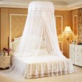 thumbnail image 2 of Bed Mosquito Net, Round Canopy Lace Princess Style Mosquito Net Bed Curtain Netting Home Bedroom Decoration for Bedroom (White), 2 of 9
