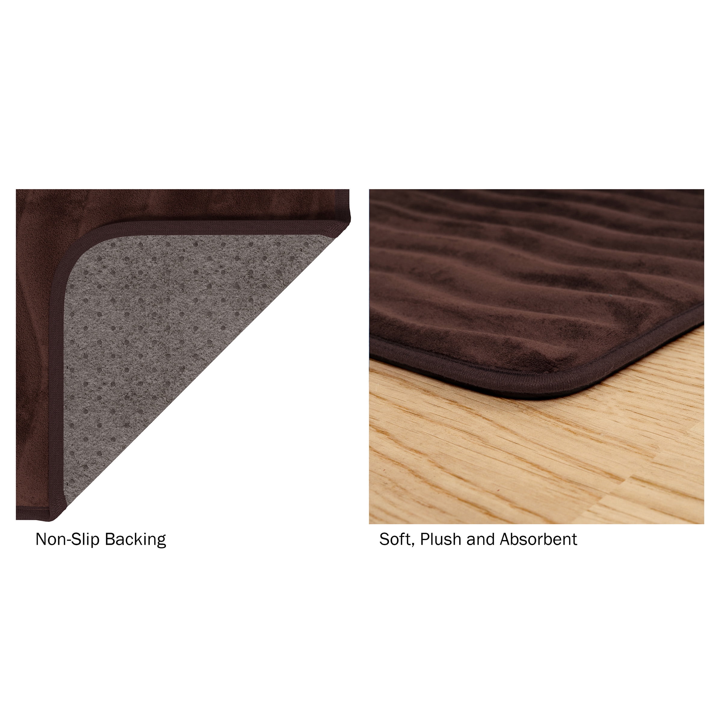 Lavish Home Microfiber Memory Foam Bathroom Mat with Wave Pattern (Chocolate)