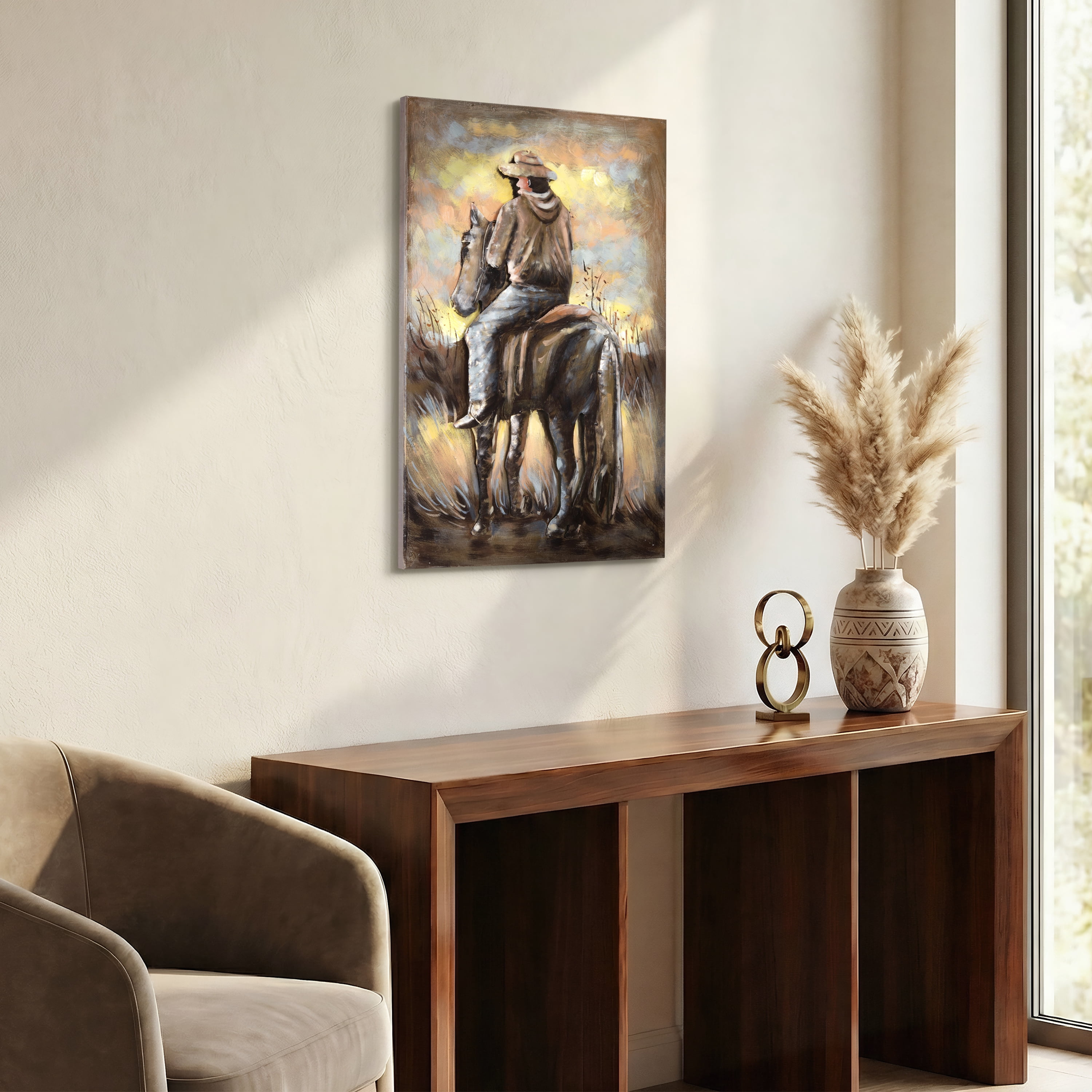 Empire Art Direct Cowboy Hand Painted 3D Metal Wall Art, 24" x 16" x 1.6", Ready to Hang
