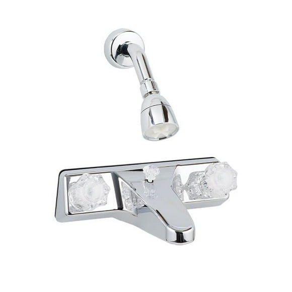 LaSalle Bristol Robinet 20329R206AF pour Baignoire; Pièce Unique 8 Pouces avec Baignoire/doucheur de Pont; 2 Poignées en Acrylique Transparent; Chromé; Plastique; avec Pomme de Douche et Bride