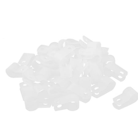 

40Pcs White Plastic R Type Cable Clip Clamp for 8mm Dia Wire Hose Tube