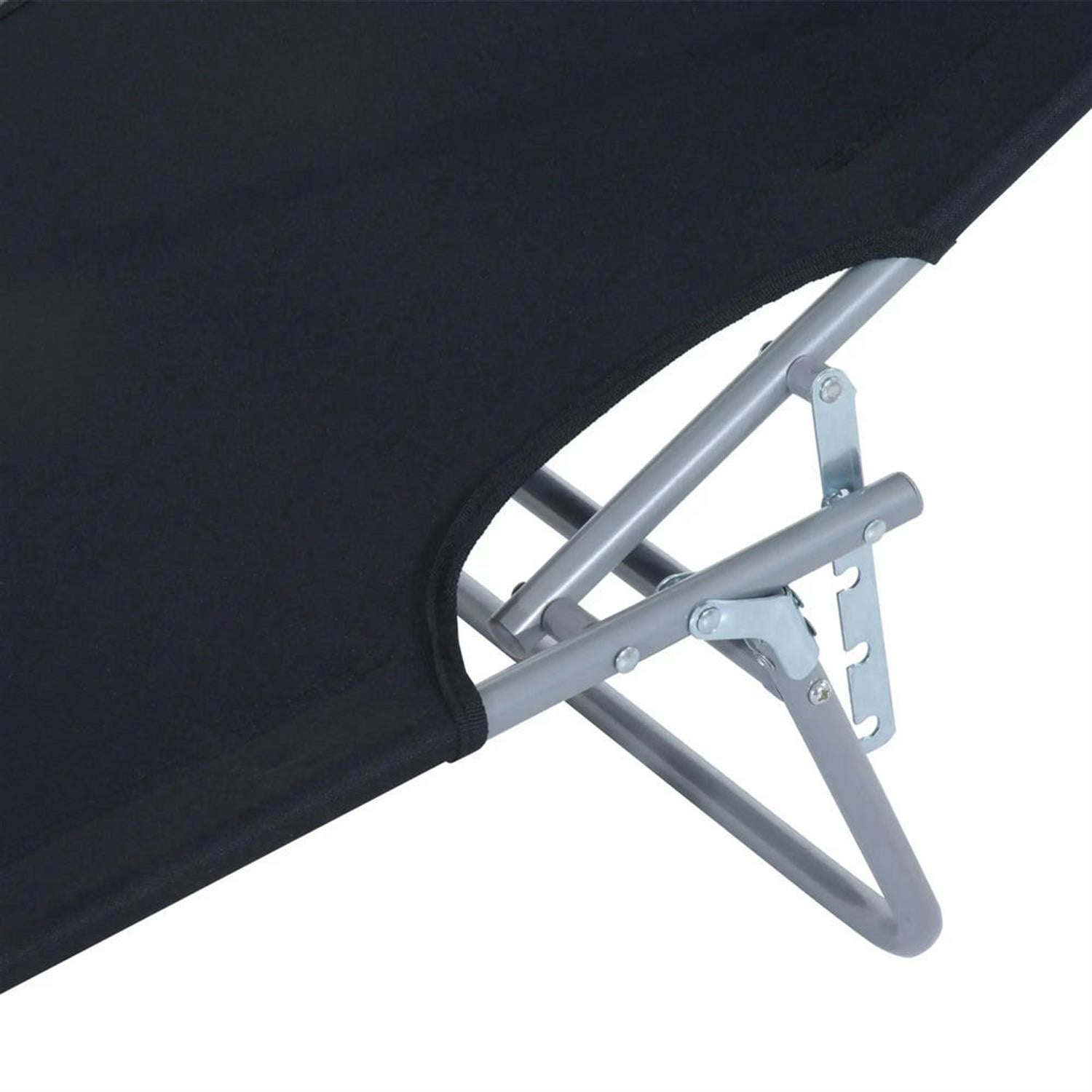 Demi Bonn Outdoor Folding Chaise Lounge, Collapsible Beach Tanning Seat Chair with Sun Protection, Portable Poolside Relaxation for Beach, Yard, Patio, Black