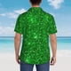 thumbnail image 4 of Fotbe Green Glitter Camisa Hawaiana para Hombre Unisex – Camisa Casual de Verano con Botones de Manga Corta de Algodón y Lino,Small, 4 of 7