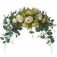 thumbnail image 1 of Guirnalda de flores artificiales para puerta, guirnalda de flores falsas, simulación de decoración floral, adorno colgante para oficina en casa, blanco y verde Inevent HA8794-02B, 1 of 6
