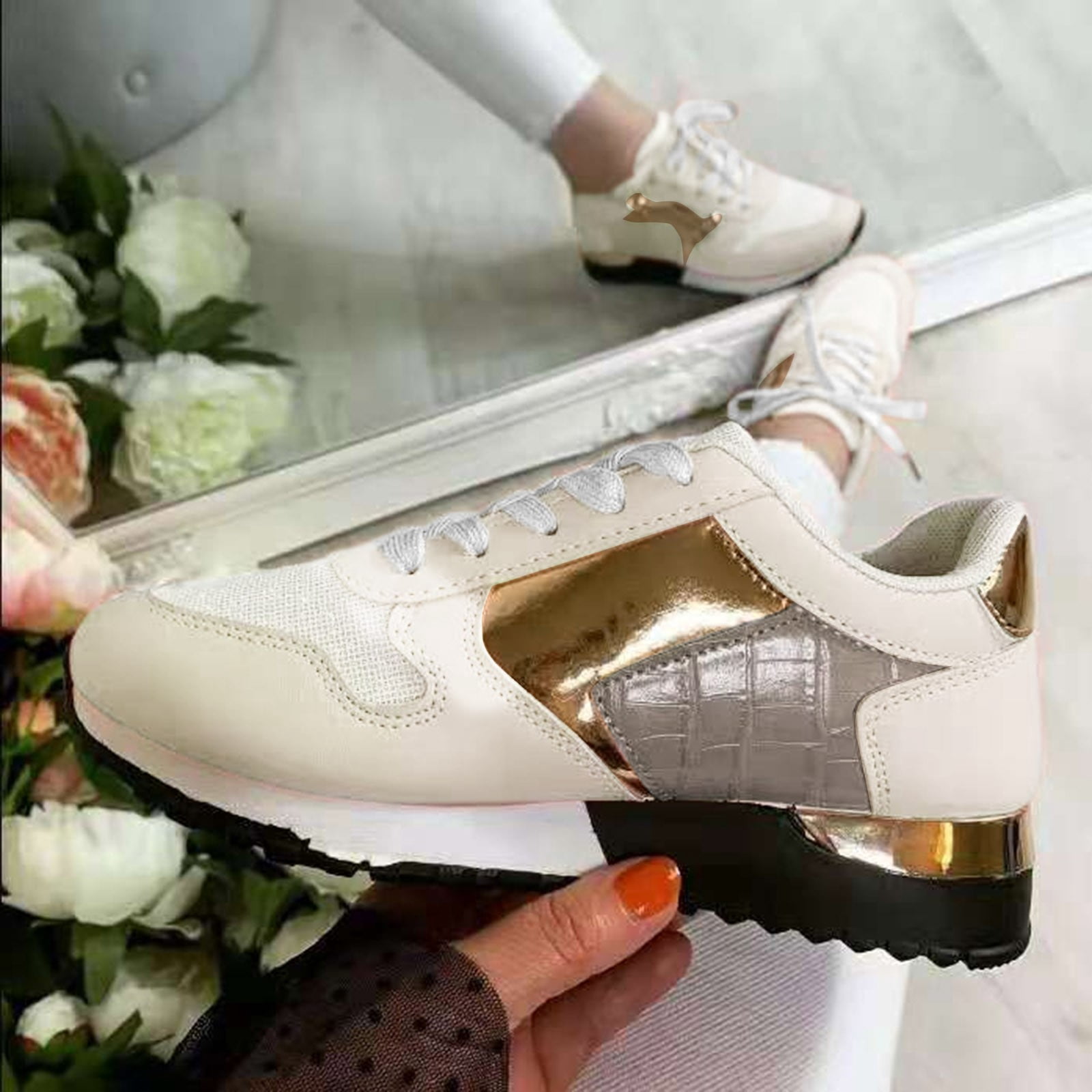 rose gold designer sneakers