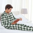 thumbnail image 6 of Fuzoiu Scottish Checkered Print Men's Long-Sleeved Pajama,Lounge Button Down Nightwear,Mens Notch Collar Pajama Set -Large, 6 of 7