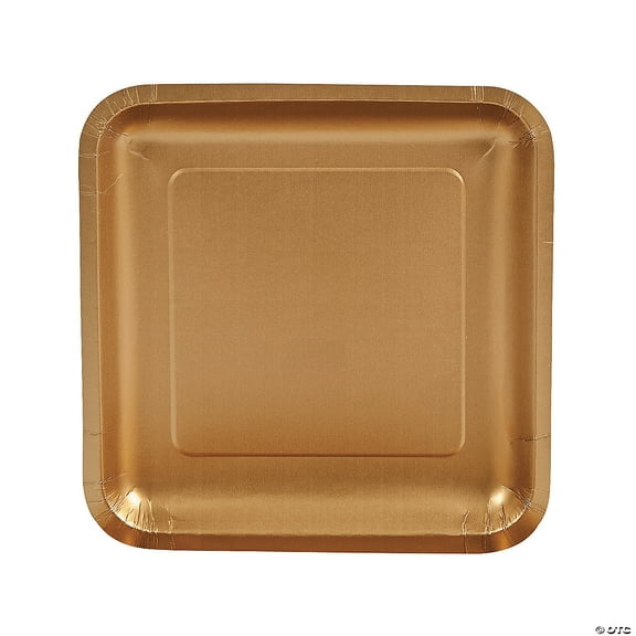 Metallic Gold Square Paper Dinner Plates - 24 Count