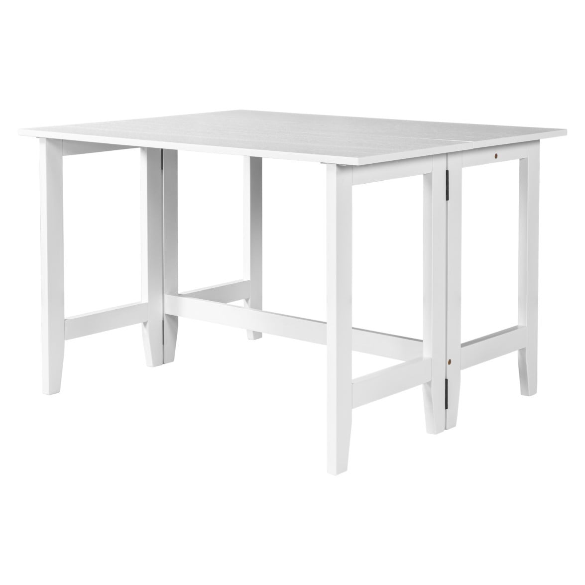 Farmhouse Extendable Dining Table, 47" Drop Leaf Kitchen Table for 4, 18"-36" Expandable Tabletop, Wood Dining Table for Small Spaces, White