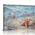 thumbnail image 1 of JEUXUS Arte de pared para baño con conchas marinas y playa, cuadros florales costeros, decoración de pared, pintura en lienzo con flores y estrellas de mar, decoraciones modernas para el hogar, obras, 1 of 4
