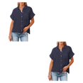 thumbnail image 3 of Sonducket Blusa de manga corta para mujer, camisa básica diaria con botones, para viajes, vacaciones en la playa, moda para mujer, ropa de Type3 NO3, 3 of 6