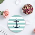 thumbnail image 4 of FMSHPON Nautical Theme Anchor Geometric Aqua Green Stripes Set of 8 Round Coaster for Drinks, Absorbent Ceramic Stone Coasters Cup Mat with Cork Base for Home Kitchen Room Coffee Table Bar Decor, 4 of 6