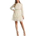 thumbnail image 1 of Inspire Chic Conjunto Vestido de Chifón de Manga Larga con Cuello Alto y Volantes en Flores L Naranja Blanco, 1 of 5