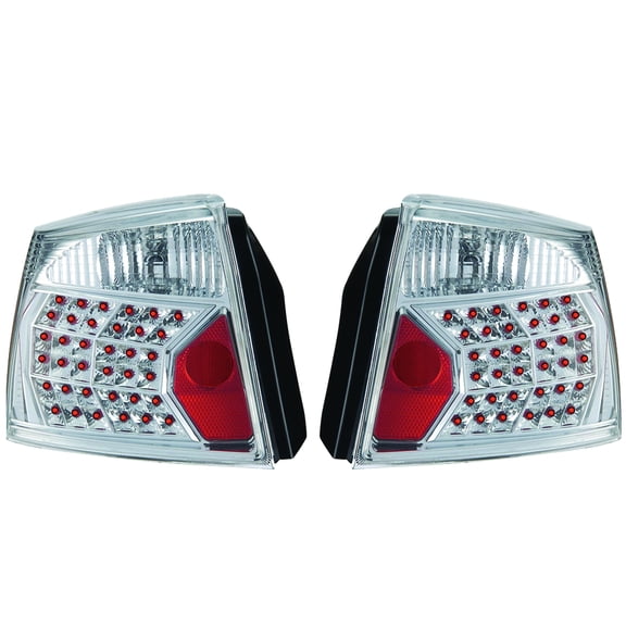 Ikon Motorsports Tail Lights Compatible with 2005-2007 Dodge Charger Chrome Housing Clear Lens Rear Parking Tail Lights Reverse Brake Lamps Replacement Pair 2PCS