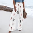 thumbnail image 2 of Plebaso Wide Leg Pants for Women Solid Color Printed Elastic Waist Casual Loose Trousers Ladies Full Length Pants, 2 of 5