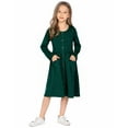 thumbnail image 5 of Arshiner Girl's A-Line Dresses Crew Neck Button Down Midi Long Sleeve Casual Sundress with Pockets Cute Basic Fall Doll Dress, 5 of 8