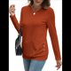 thumbnail image 2 of Camisas de Larga para Mujer, Túnicas, Blusas Holgadas, Elegantes, Cuello Redondo, Suéteres Básicos. Naranja XL, 2 of 10