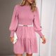 thumbnail image 4 of Vestido De Manga Farol Vestido fluido para mujer, jersey, vestido corto Vintage, cintura alta, ropa de trabajo diaria para mujer Ygjytge Rosa L para Mujer, 4 of 6