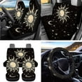 thumbnail image 2 of Uorisanigo Star Moon Sun Car Seat Cover Full Set Set of 15, with Steering Cover Seat Belt Pads Drink Car Coasters Set Trash Garbage Air Outlet Bag Rearview Mirror Cover Keychain Keyrings, 2 of 7