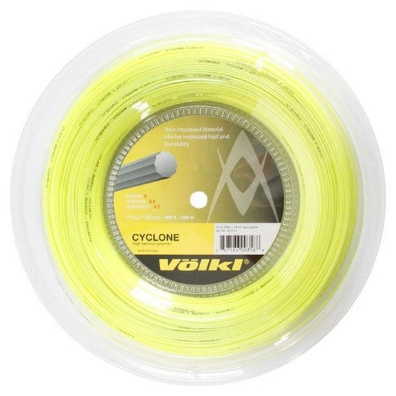 VOLKL Cyclone | Tennis Racquet String | Spin & Control | Ten-sided co-polymer (Neon Yellow, 17g Reel)