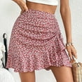 thumbnail image 4 of Taylonsss Womens Printed Drawstring Asymmetrical Ruffle Hem Mini Skirt Casual Boho Style, 4 of 5