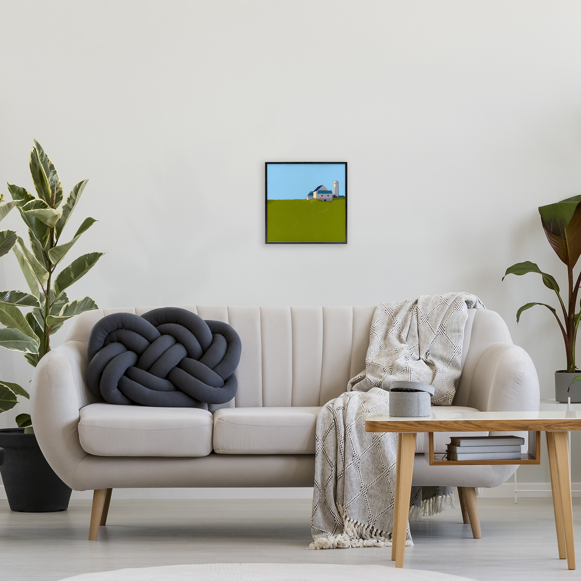 Farmland Silo in Distance Black Framed Giclee Art, design by Ruth LaGue