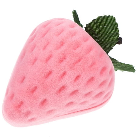 GAXIRE Pink Flocking Strawberry Shaped Trinket Jewelry Box for Engagement 1Pack