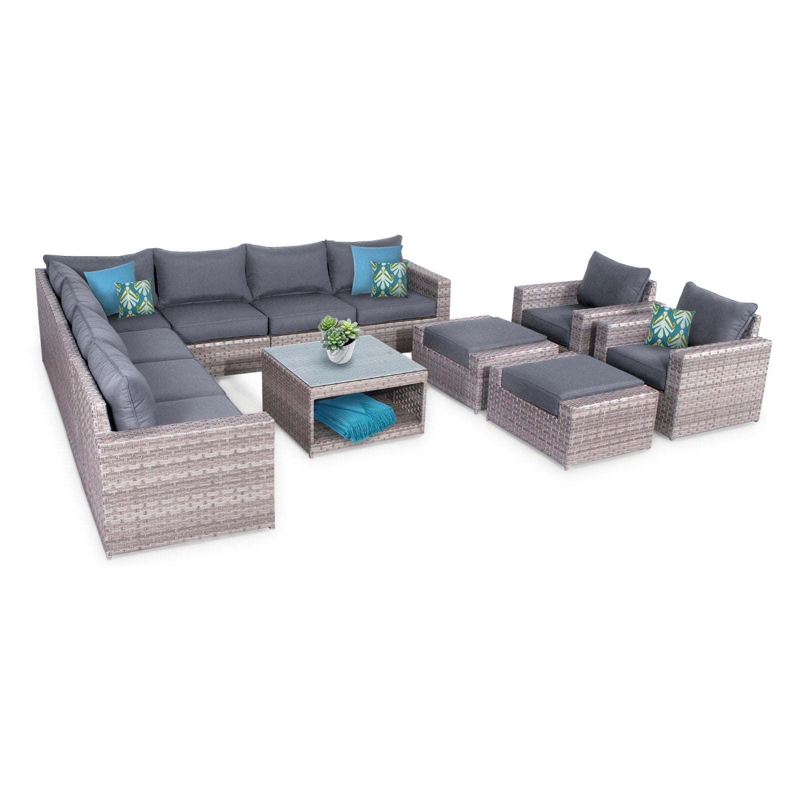 Sunhaven Kensington Wicker 12 Piece Patio Conversation Set Com