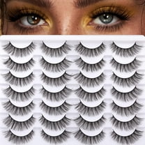 Lashes Mink Natural Look Cat Eye Wispy False Eyelashes Think Volume Long Fake Eye Lashes Pack 3D Strip Faux Mink Eyelashes 14 Pairs