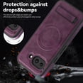 thumbnail image 5 of Dteck Magnetic Case for Google Pixel 9A, Compatible with MagSafe, PU Leather TPU Bumper Shockproof Protective Cover with Kickstand,Darkpurple, 5 of 5