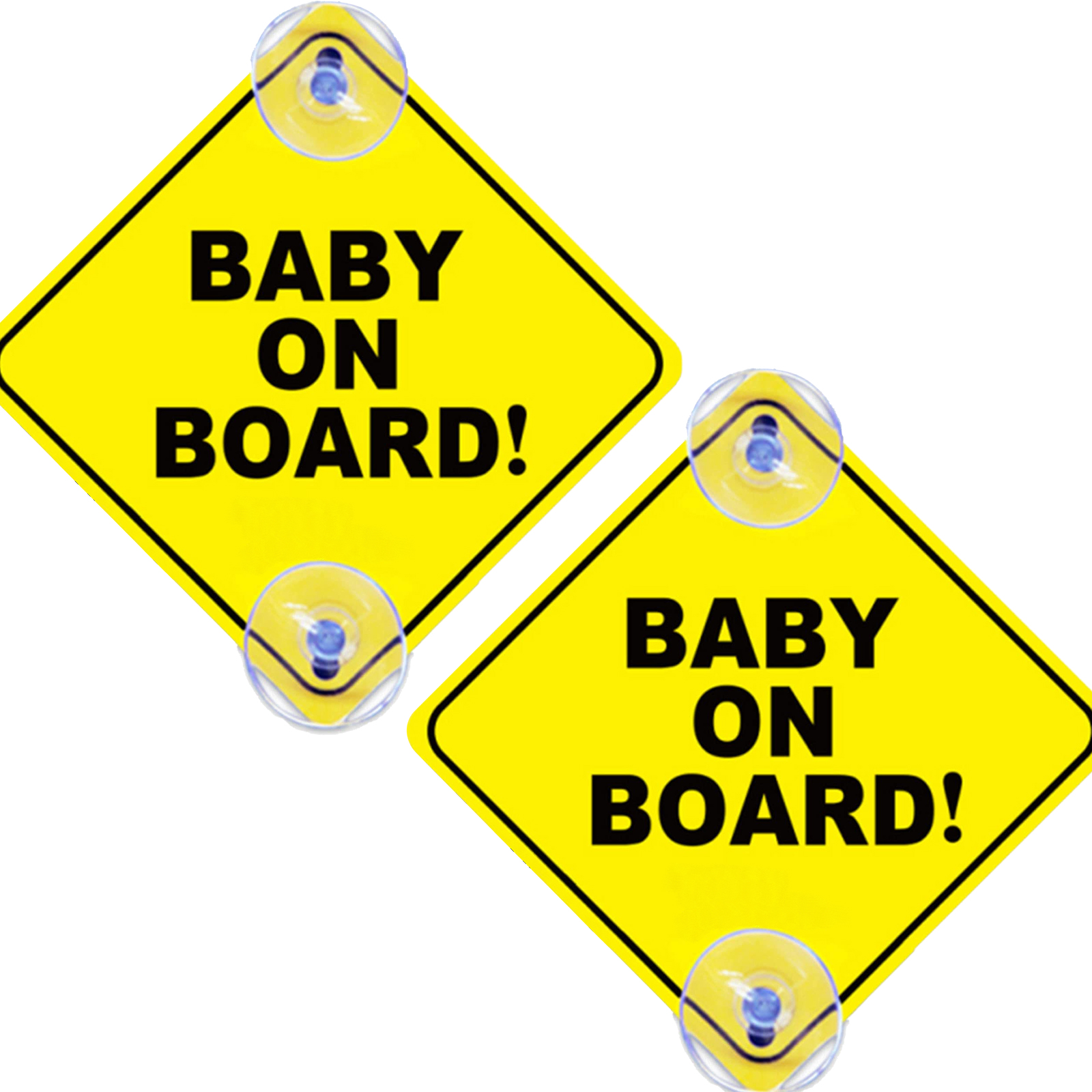 2PCS Baby On Board Signs with Suction Cups, 5"x5" Reusable Baby Safety