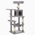 thumbnail image 5 of Feandrea - Árbol para gatos de varios niveles para interiores, torre para gatos tipo condominio con 4 postes para rascar, 2 posaderos, hamaca y cueva, gris claro, 56.3 pulgadas,, 5 of 5