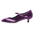 thumbnail image 2 of XYD Women Mary Jane Kitten Pumps Square Toe Adjustable Buckle Strap Low Heel Dress Date Retro Shoes Size 6 Purple, 2 of 4
