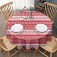 thumbnail image 3 of Red Christmas Geometric Snowflake Pattern Round Tablecloth 60"x60",Wrinkle Wipeable Table Cloth for Kitchen Dining Room Picnic Patio Party, 3 of 6