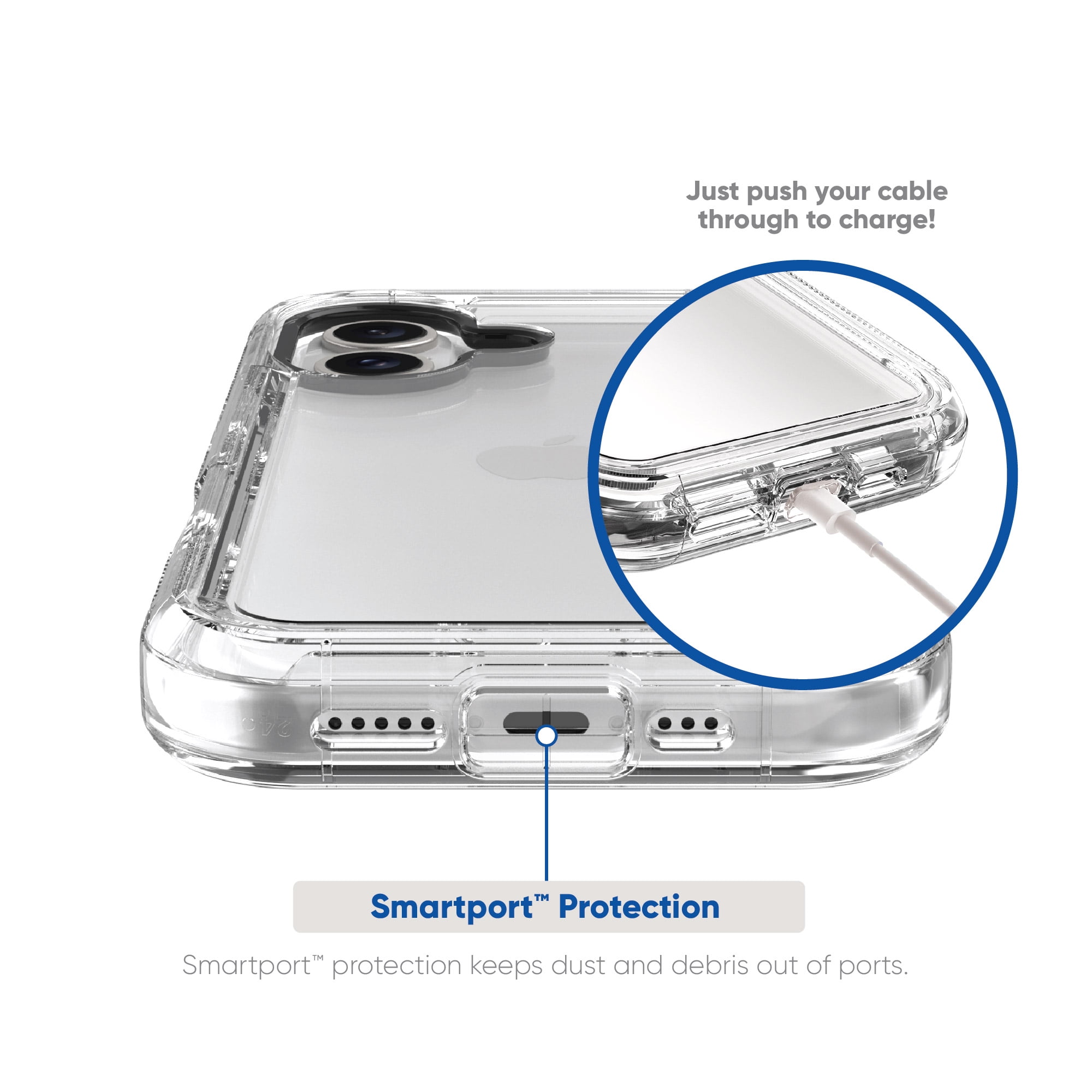 onn. Rugged Phone Case with Holster for iPhone 16 - Clear