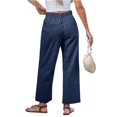 thumbnail image 3 of Women's High Waisted Loose Casual Straight Leg Pants Blue L, 3 of 4
