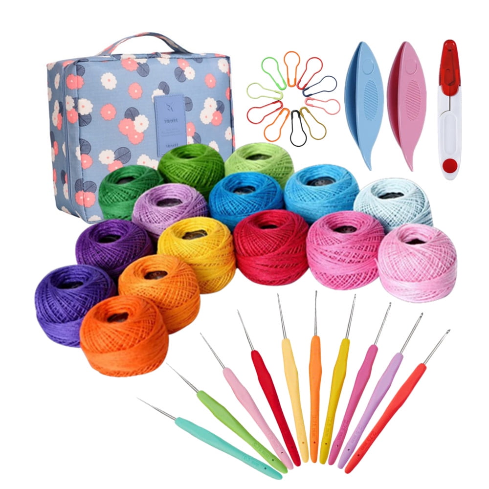 Yarniss 15 Colors Crochet Cotton Thread Kit, 10pcs Small Size Crochet