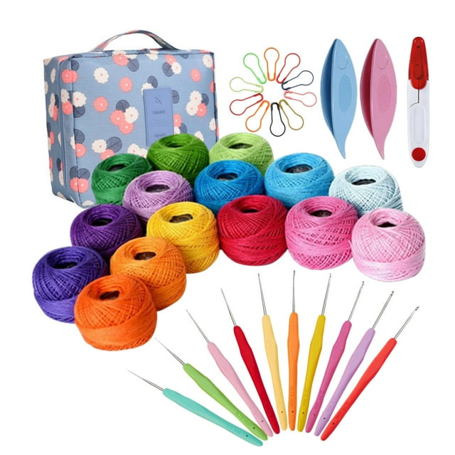 Yarniss 15 Colors Crochet Cotton Thread Kit, 10pcs Small Size Crochet