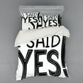 thumbnail image 2 of Engagement Party Duvet Cover Set, I Said Yes Words Happiness Striped Letters Announcement Artwork Print, Bedding Set with Shams and Fitted Sheet, 3 Sizes, by Ambesonne, 2 of 3