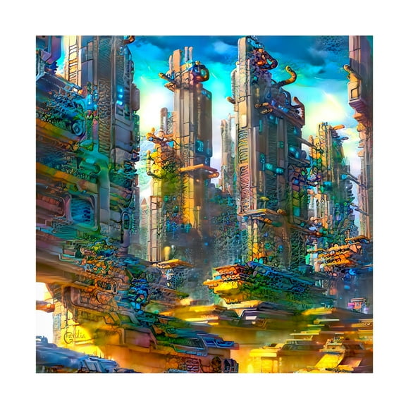 Canvas Wall Art - Pedro Gavidia 'EX-Urbe' Wall Art for Living Room, Bedroom, or Office Décor by Trademark Fine Art - 14 x 14 Inches